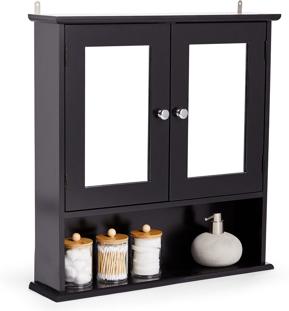 VonHaus Shrewsbury Black Bathroom Mirror Cabinet Black 58mm H