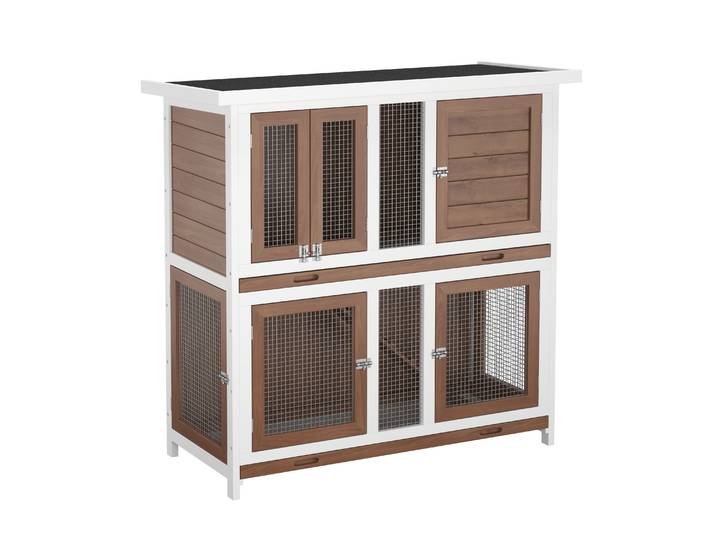 Kaninchenstall Holz FLUFFY 100 x 50 x 105 cm weiss/natur