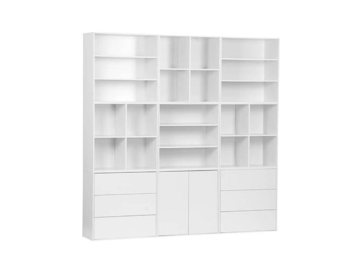 Kit étagère, bibliothèque décor bois blanc 9 éléments kit 2