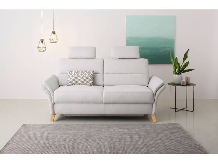 3-Sitzer, Silber, 186x89 cm, 98% Polyester, Mit Armlehnfunktion, Modern, Home-affaire