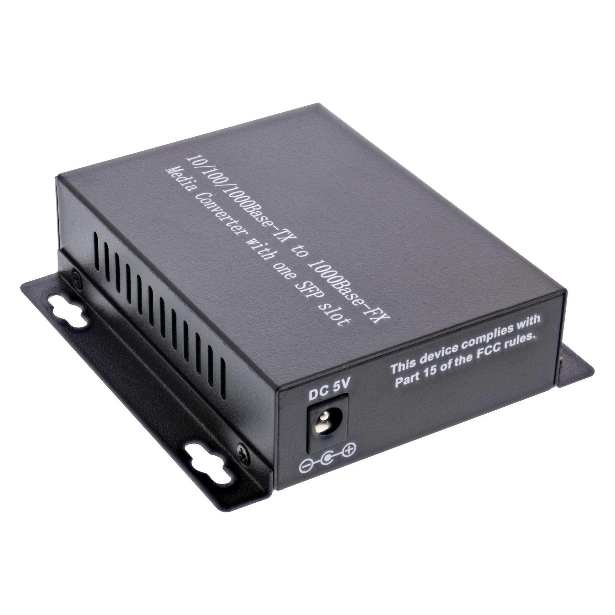 InLine Netzwerk Media Konverter 10/100/1000Mb/s TP zu SFP LWL (66659D)