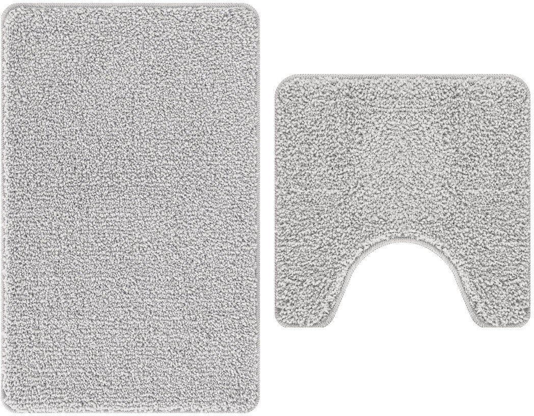 17 Stories Polyester Standard Water-Resistant Materials Bath Mats Grey