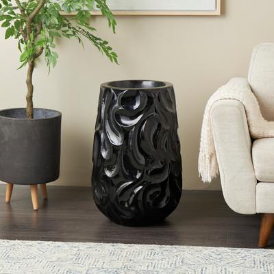 ARCILLA ELEMENTAL Black Resin Large Wavy Textured Floor Vase