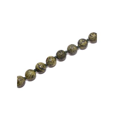 Collier FIRETTI "Schmuck Geschenk Halsschmuck Halskette Farbstein Edelstein Serpentin", gold (gelbgoldfarben, grün), Halsketten, Damen, Messing Nylon, L: 47, Messing, Nylon, Collier, Made in Germany - mit Serpentin