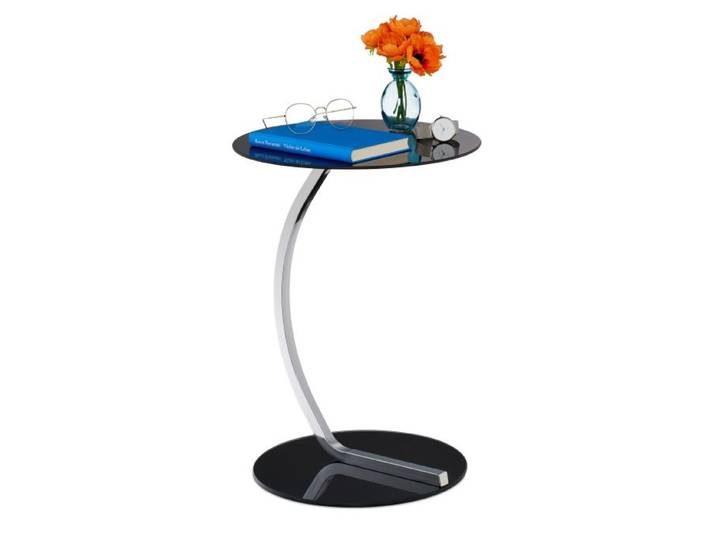 Relaxdays Schwarzer Beistelltisch aus Glas
