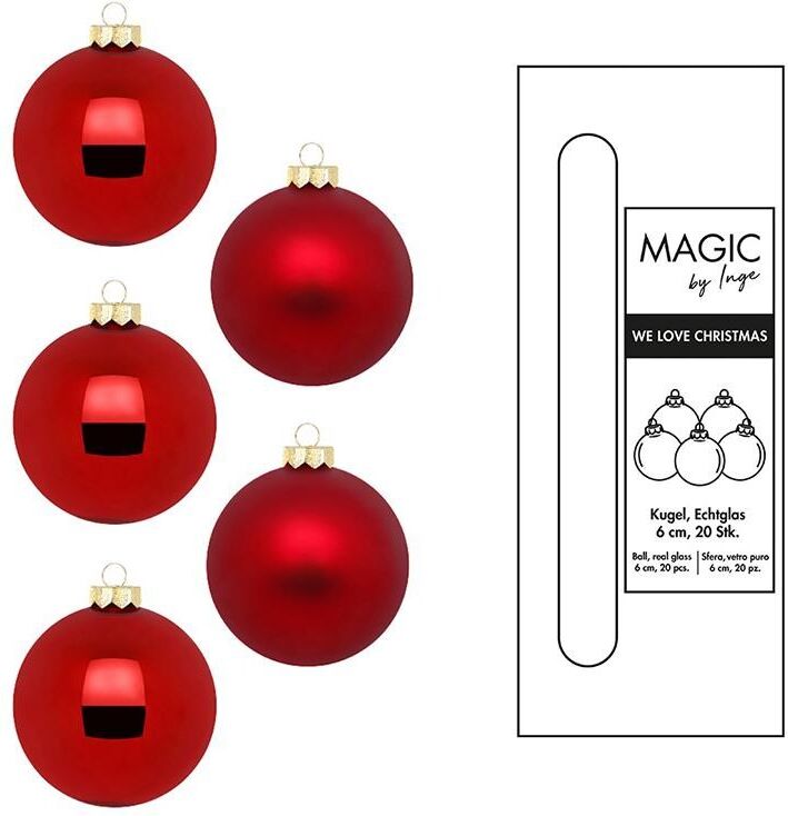 Weihnachtsbaumkugel "Inge Weihnachtskugel, Chianti, 20 Stk.", rot (rot, weinrot), Ø:6cm, Glas, Weihnachtsbaumkugeln, Weihnachtsbaumkugel rot, weinrot 6cm