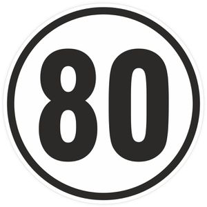 SafetyMarking Fahrzeugkennzeichnung Geschwindigkeitsschild 80, Ø 20 cm, aus Folie, selbstklebend