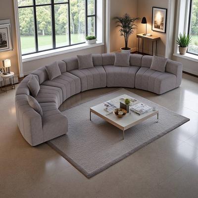 Chenille Curved Symmetrical Modular Sectional Sofa with Pillows