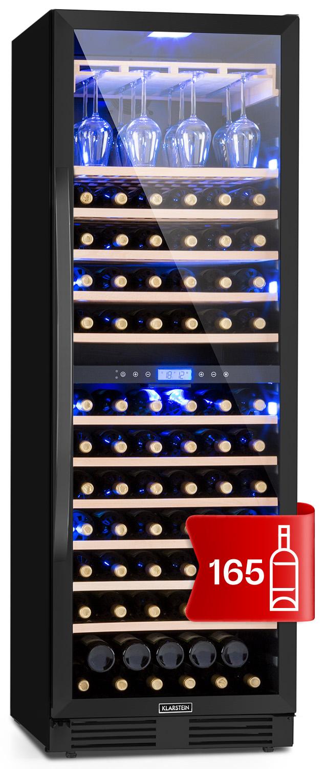 Klarstein Weinkühlschrank, 2 Zonen Getränkekühlschrank, 425L Einbau-Weinschrank Schmal, Wein-Kühlschrank mit Glastür, Indoor/Outdoor Flaschenkühlschrank, Wine Fridge 5-20°C, 162 Flaschen