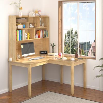WILK Kids Desk, Kids Corner Desk with Storage and Hutch