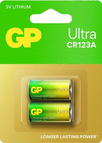 GP Ultra Primary Lithium Batterie CR123A 2 Stück Fotobatterie CR123A Li-MnO2 1500 mAh 3V 2St.