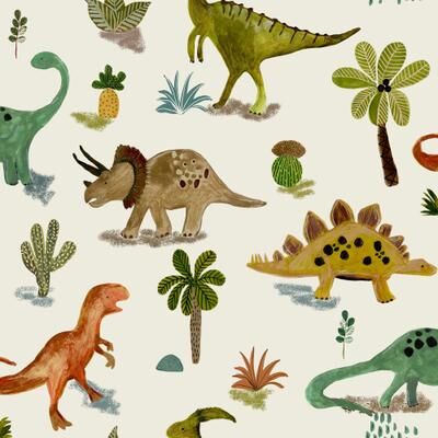 NEXT Prehistoric Dinosaur and Friends Natural Wallpaper
