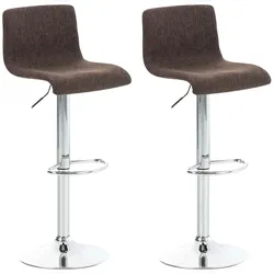 CLP 2er Set Barhocker Hover Stoff braun/chrom