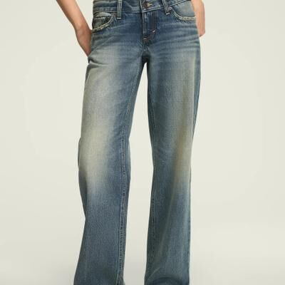 Lucky Brand Ultra Low Rise Baggy - Women's Jeans Denim Pants in Get Low Wash, Size 25 x 32