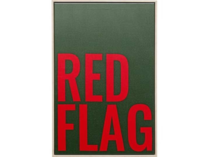 Kare Design Wandbild Red Flag, 60x40cm, Mehrfarbig, Modern, Gerahmtes Wandbild, Zimmerdekoration, Wanddekoration, Wandkunst, mit Schriftzug, Wohnzimmer, Flur, Home Office