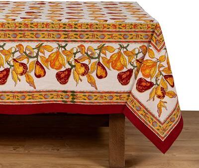 "Couleur Nature Orchard Pear Tablecloth - Burgundy - 59"" x 59"""