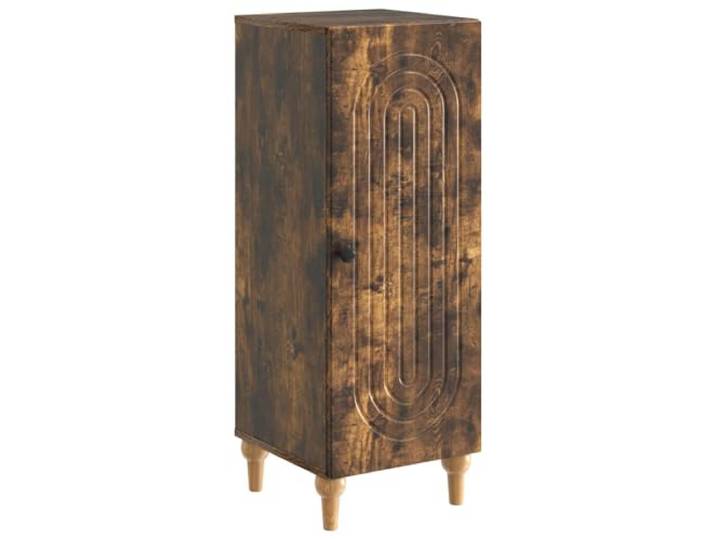 KKgypkn Anrichte Geräucherte Eiche 33 x 34,5 x 90 cm Holzwerkstoff Mit Türen, 90-Grad-Pendeltür, Regale, Knopfgriffe, pflegeleicht