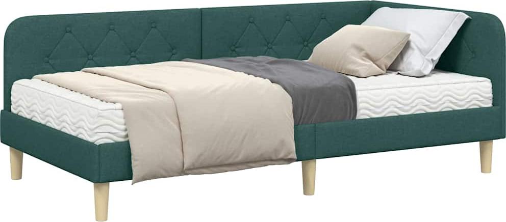 Eckbettgestell Dunkelgrün 100 x 200 cm Stoff