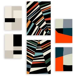 POSTER Set Mit 6 Pastiche Kunst In Form Abstracts Ästhetische Dekorative Gemälde Für Ihr Wohnzimmer, Schlafzimmer, Zuhause A3 & A4 Rahmenlos
