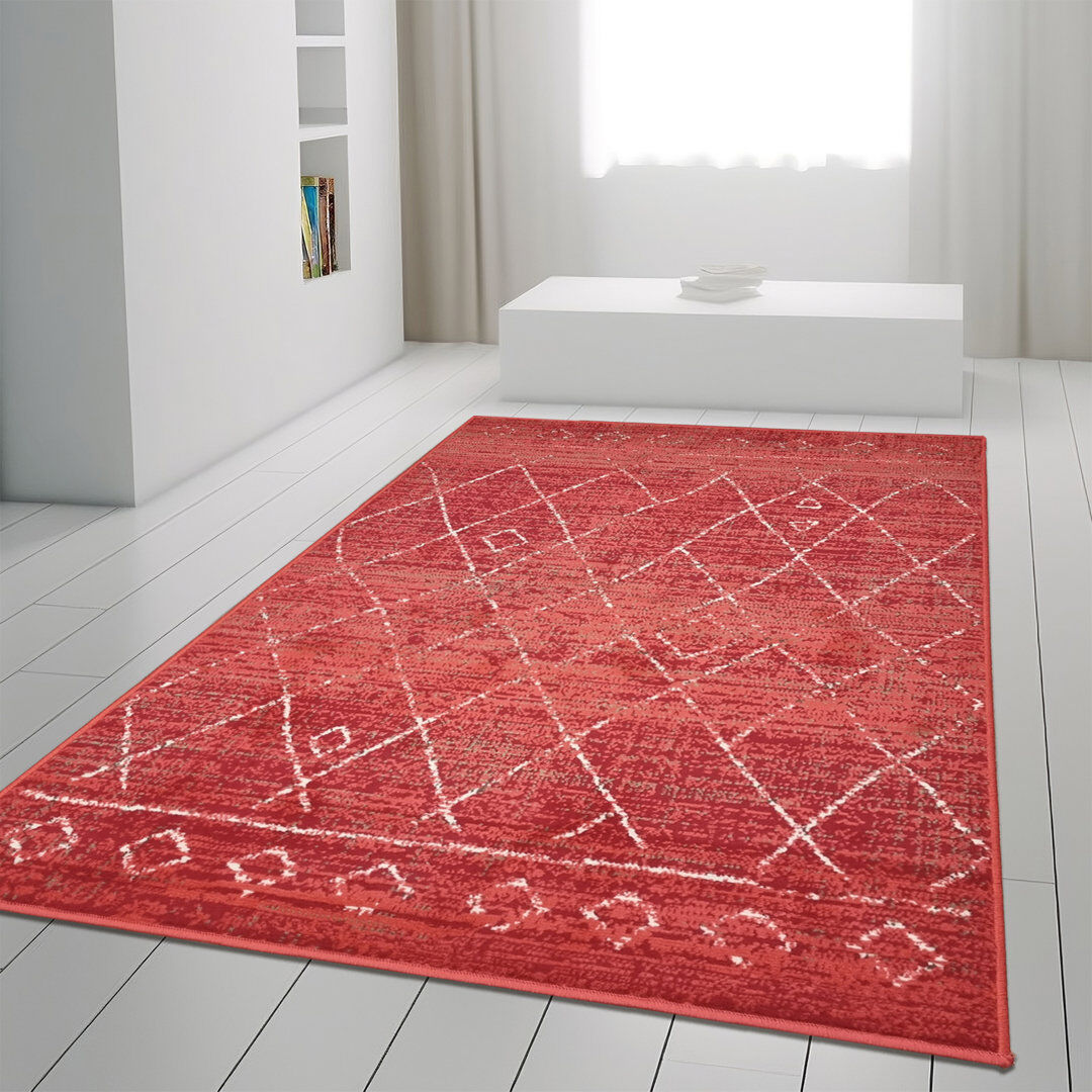 Gracie Oaks Aymond Rectangle Area Rug Red Rectangle 200 x 290cm
