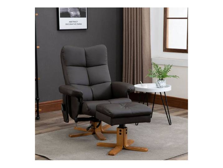 HOMCOM Massagesessel Hocker, 360°drehbarer mit Massage, TV-Sessel, Polyester (Massagesessel, 2-St., Relaxsessel), für Wohnbereich, Braun