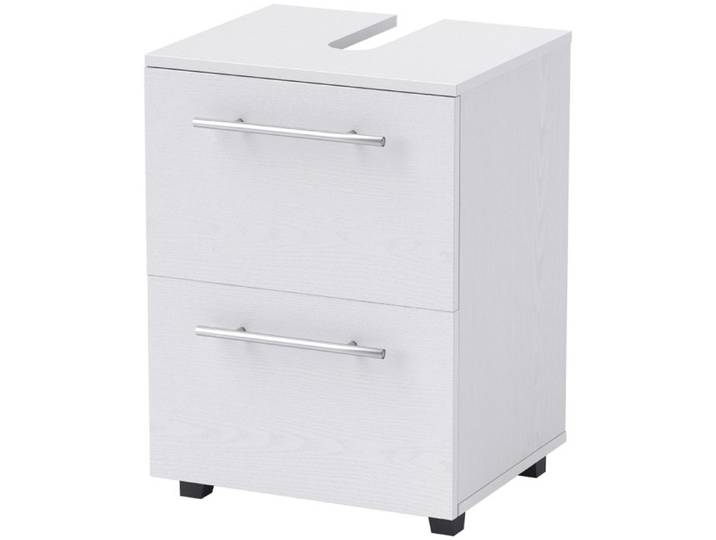 Meuble sous-vasque - Compact - Blanc - Découpe en U 6 5x22 7 cm - Placard et tiroir