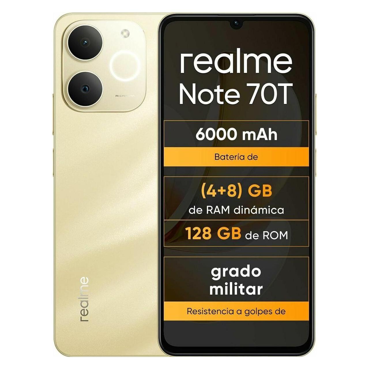 realme Note 70T (128 GB, Beach Gold, 6.74", Dual SIM, 4G) (6941764469655)