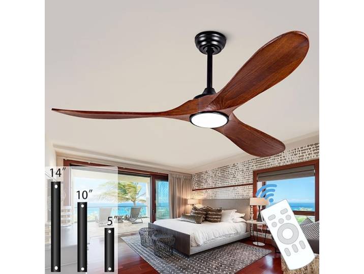 Ventilateur de plafond avec lumière 42/52/60 pouces, 85-265V, ventilateurs de plafond en bois, télécommande, souffleur décoratif, grands ventilateurs rétro