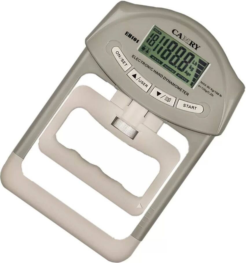 INF Griffkrafttrainer 90kg Batterie-Version — Elektronischer Handdynamometer mit verstellbarem Griff, Hintergrundbeleuchtung Grau