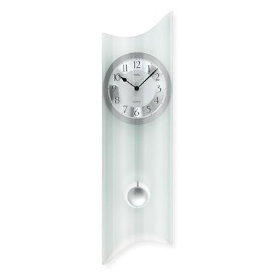 Pendelwanduhr AMS "W7324", silber (transparent, silberfarben), Wanduhren, B/H/L: 68cm x 19cm, Quarzuhr,Mineralglasgehäuse,Esszimmer,Wohnzimmer