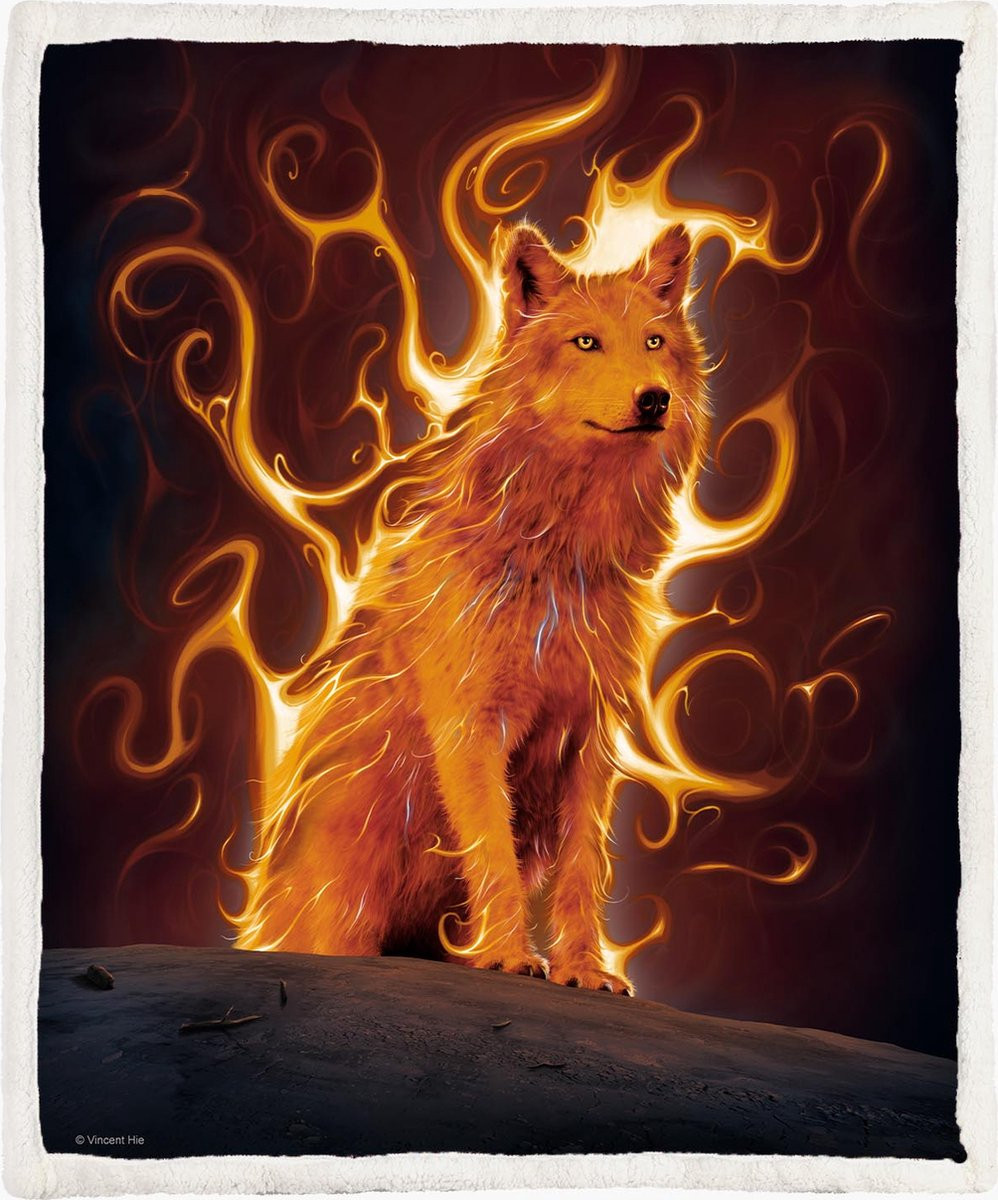 The Coloured House Wolf Fleece Deken Phoenix Wolf B/D: 150 x 200 cm