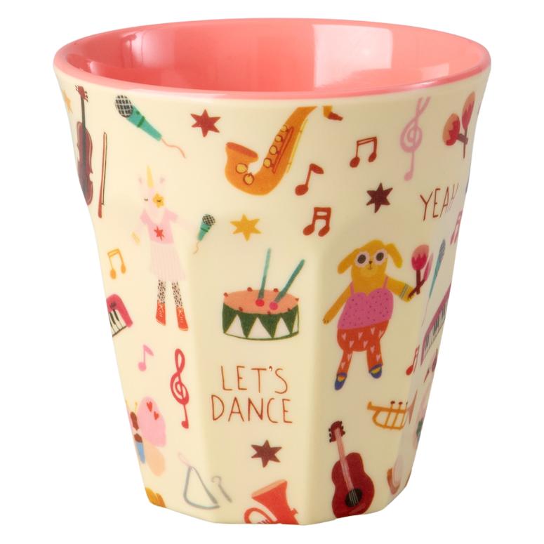 Rice - Melamine Cup with Pink Music Band Print - Pink - Medium (5708315281453)