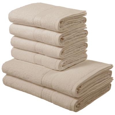 Handtuch Set OTTO HOME "Juna, als Set und Serie, 2 Duschtücher (70x140) 4 Handtücher (50x100)", beige (creme), 6, Walkfrottee, Walkfrottee, Obermaterial: 100% Baumwolle, Handtuch-Sets, 100% Baumwolle, Handtuch-Set mit Bordüre, Uni-Farben, weich