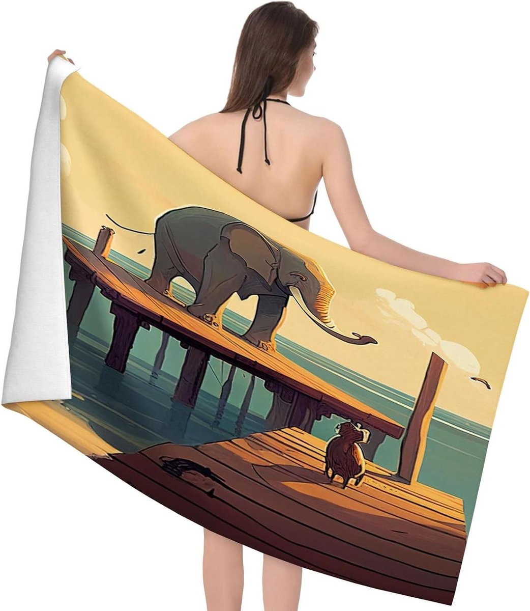 Meerkleurige strandhanddoek met dierenpatroon, 80 x 130 cm