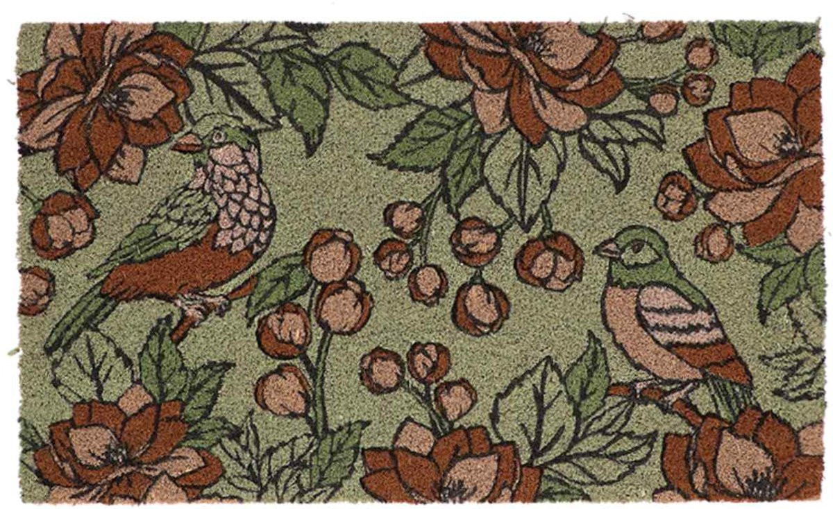 Esschert Design deurmat Vintage Floral Green 75 x 45 cm - kokos