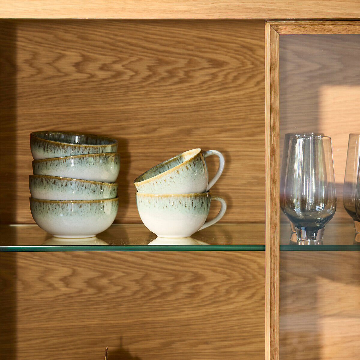 AM.PM Lot de 6 verres à jus, en verre fumé soufflé à la bouche, MANEVA