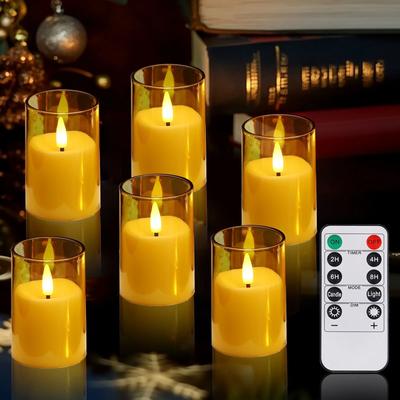 Uplifted Finds 6, 12, Or 24 Pcs Acrylic Glass Flameless LED Candles Battery Flickering Lights For Wedding Christmas Decor 12 Pcs gold