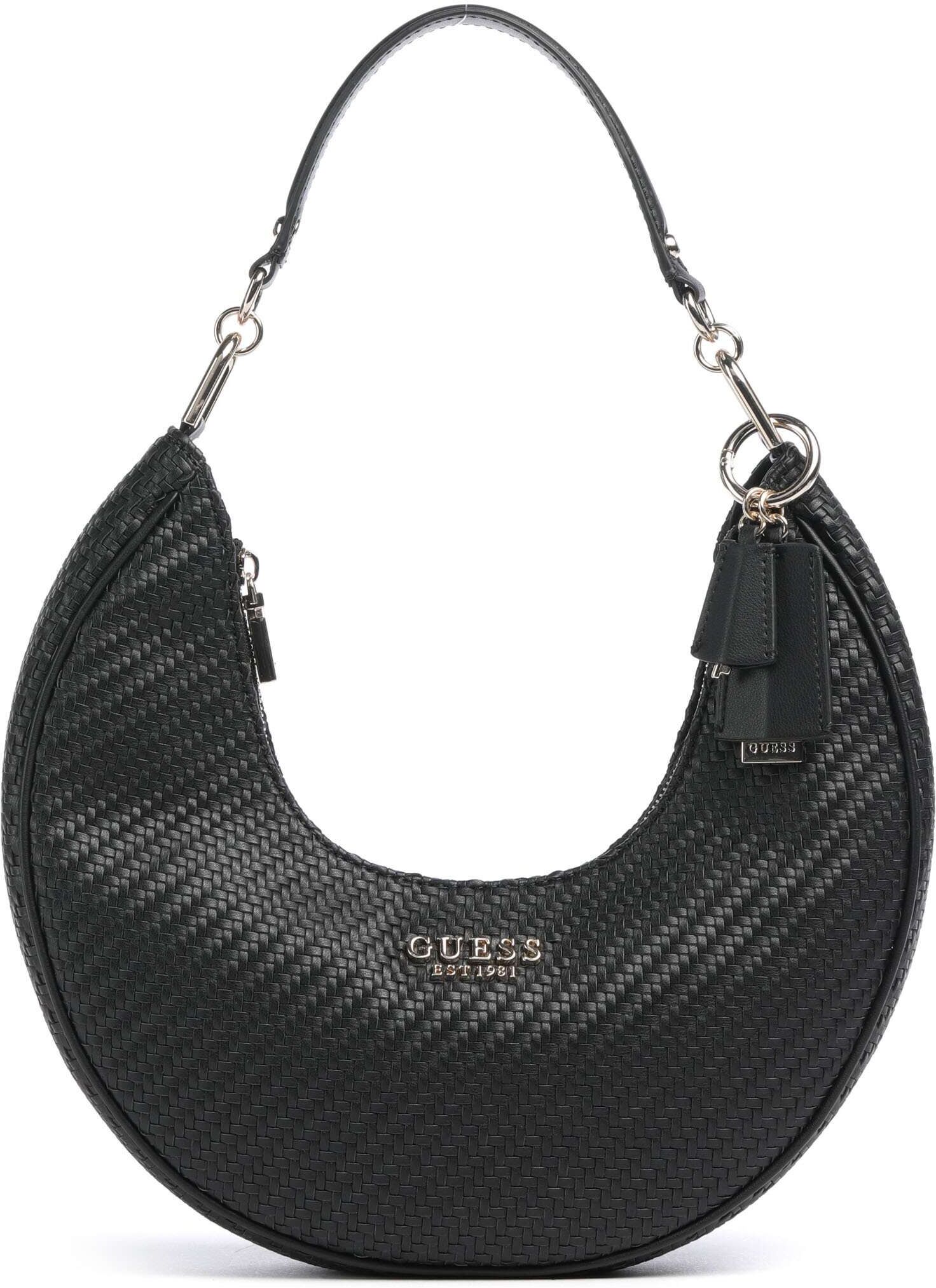 Guess Mirema Schultertasche aus Leder, schwarz