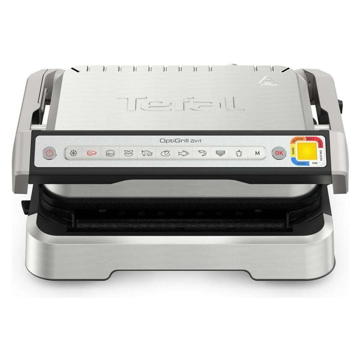 Tefal OptiGrill 2-in-1 inkl. Grillzange Kontaktgrill (GC773D), Edelstahl (GC773DCH)