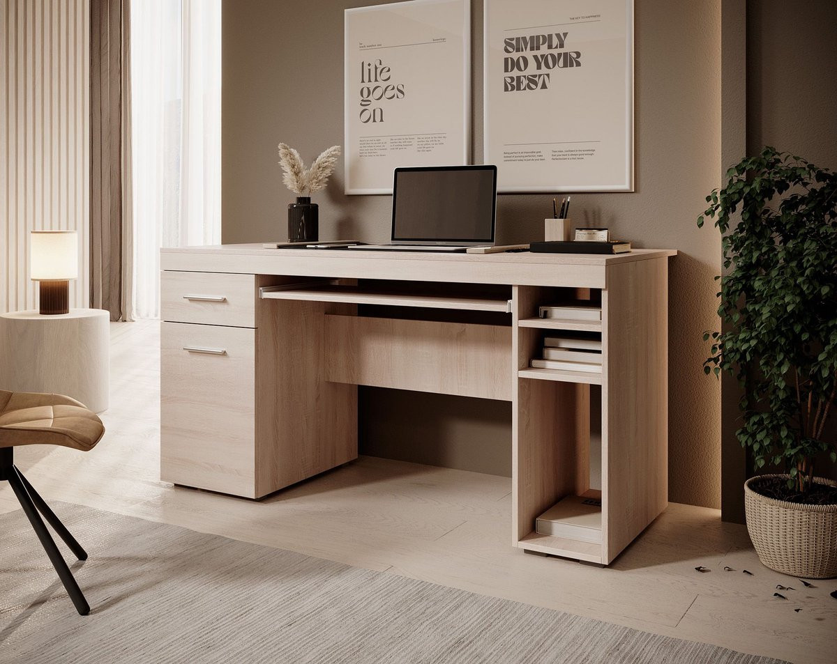 Meubella Bureau Acta Eiken - Breedte: 145 cm