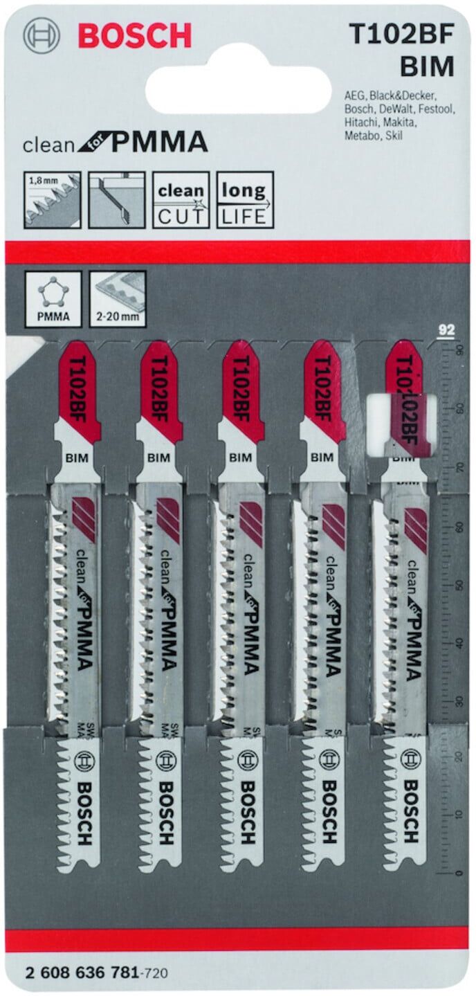 Bosch Stichsägeblatt T 102 BF, Clean for PMMA (2608636781)