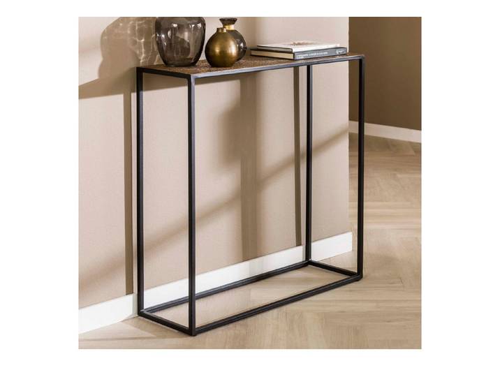 alesvelt Konsolentisch METALLIC Schmaler Flurtisch mit strukturierter Antikbronze-Platte (1-Tisch), 75x25x75cm