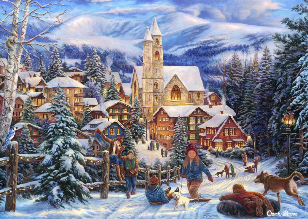 Grafika Puzzel Chuck Pinson Sledding To Town 500 stukjes