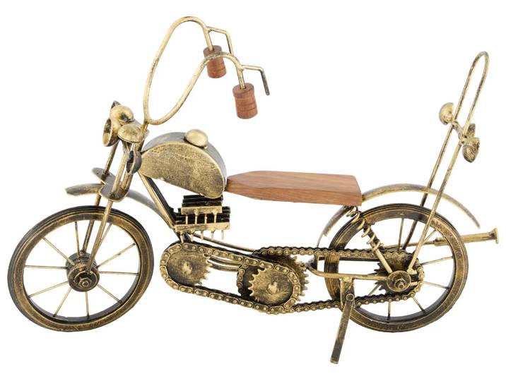 Figur Motorrad, Antique Gold H: 24 cm Decofinder