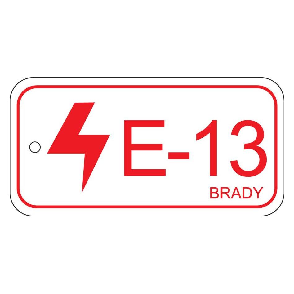 Brady B-7527, Polypropylen Schild, Energy Source Tag - Electrical/Elektrik, 75 x 38mm, Rot auf Wei (ENERGY TAG-E-13-75X38MM-PP/25)