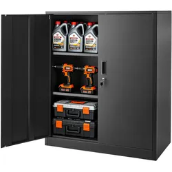 VEVOR Metallschrank Aufbewahrungsschrank 3 Ebenen, 106 cm Hoher Garagenschrank mit verstellbaren Einlegeböden & 2 Magnettüren & 2 Schlüsseln, Geeignet für Speisekammer Lagerhalle Keller Schwarz