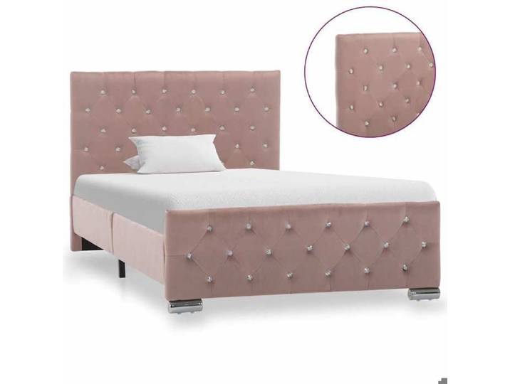 Cadre de lit - - 100x200 cm - rose - velours - Sans matelas - Lit simple - Sommier à lattes inclus 57576
