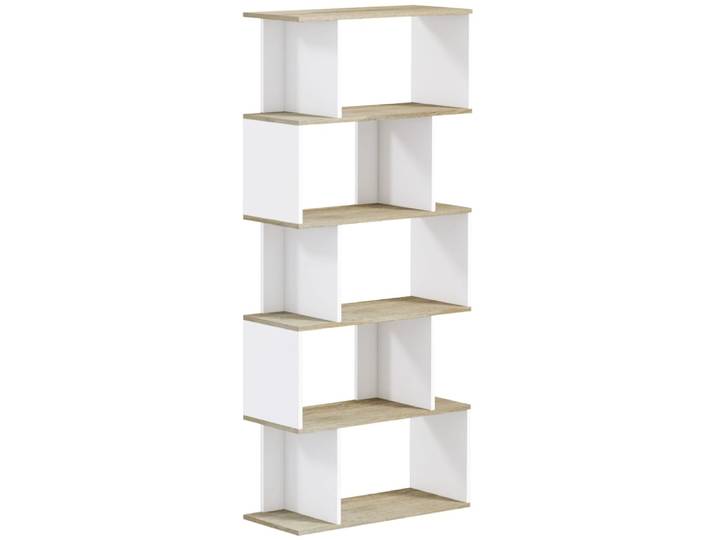 Bibliothèque scandinave 5 étagères anti-basculement bois blanc