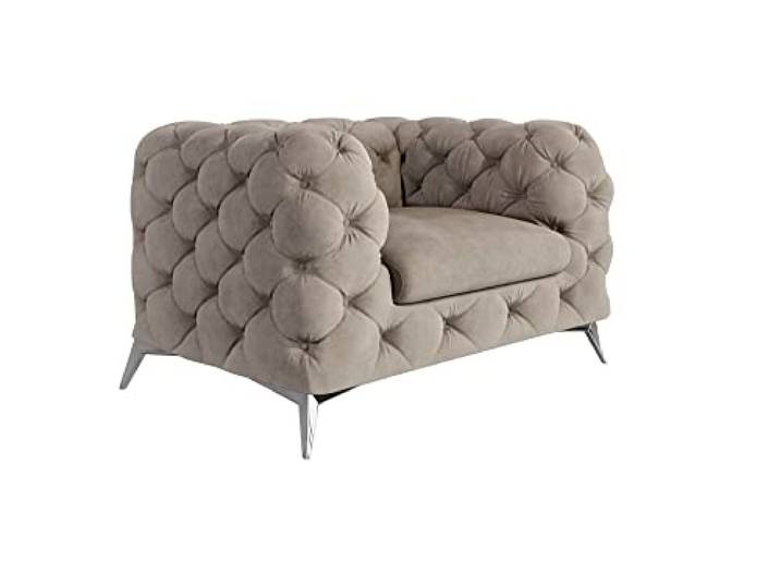 S-Style Möbel Maria Sessel Stuhl Wohnzimmer Chesterfield Loungesessel Clubsessel Polstersessel Cocktailsessel Wartezimmer Einzelsessel Möbel Sofa Sessel & Stühle Lounge Dunkelcreme 125x100x73 cm