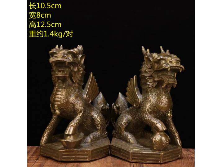Gossip KIRIN en Bronze Antique, une paire, grande taille, vitrine de magasin à domicile, décoration d'ouverture d'entreprise, ornements artisanaux